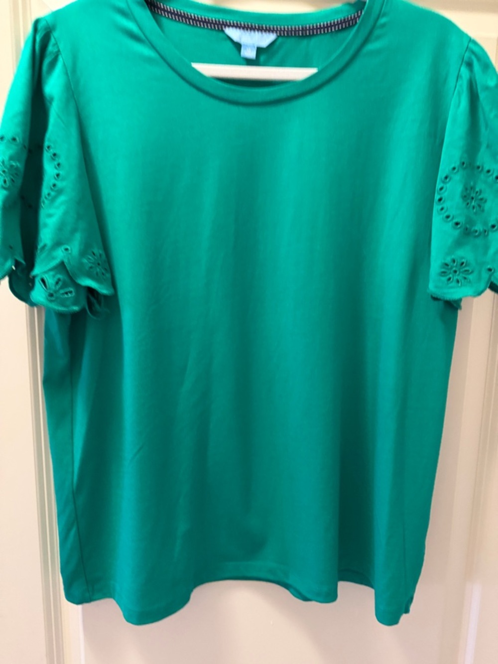 Draper James kelly Green Short Sleeve Eyelet Top size XL